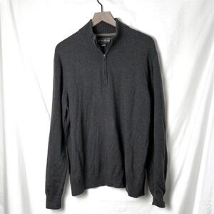 Eddie Bauer Mens Charcoal Gray Merino Wool Blend Quarter Zip Sweater Size L